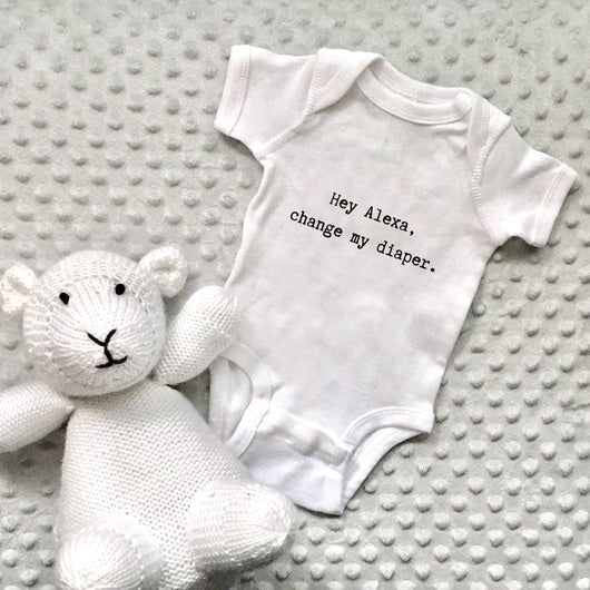 “Hey Alexa, change my diaper” Baby Onesie-0